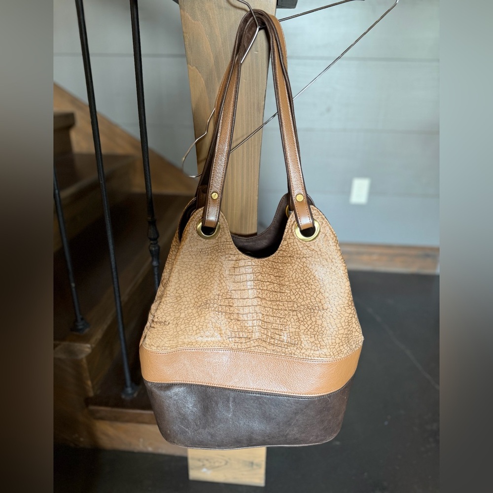 Bev’s Bags Sheepskin Leather Purse Artisan Handcrafted Shoulder Bag Tan & Brown